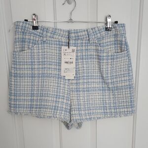 ZARA Size XL Woven Blue/White Resort Shorts Summer Beautiful